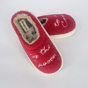 New Dearfoams Women's Holiday Clog Slipper‎ Size Small 5/6 "Tis The Season" Red